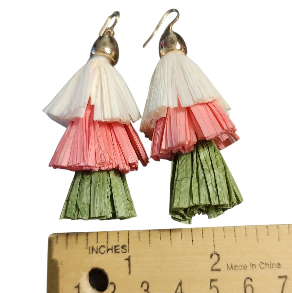 Raffia Tassel Multicolor Earrings